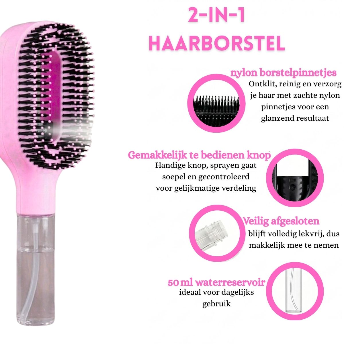 2-in-1 Haarborstel met Mistfunctie